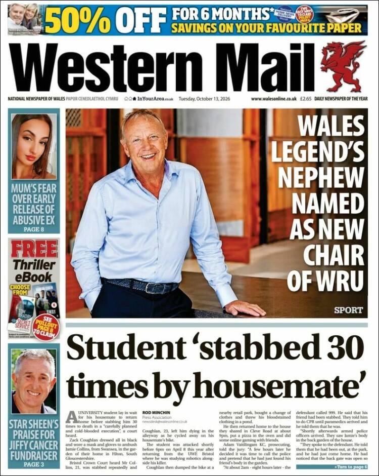 Portada de Western Mail (Reino Unido)