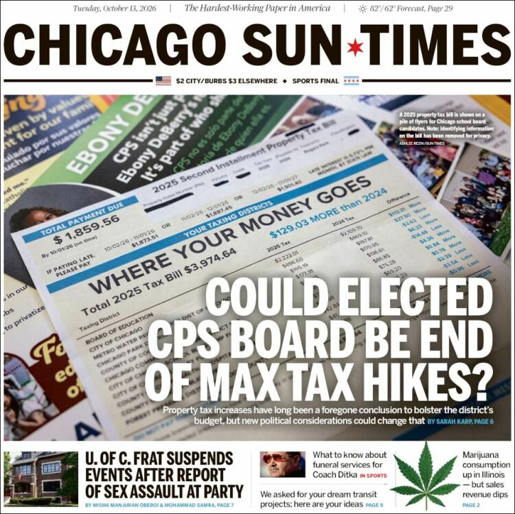 Portada de Chicago Sun-Times (USA)