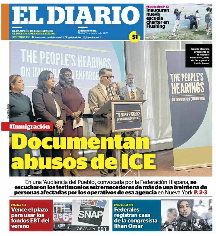Portada de El Diario NY (USA)