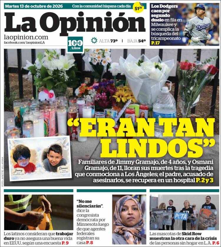 Portada de La Opinión (USA)