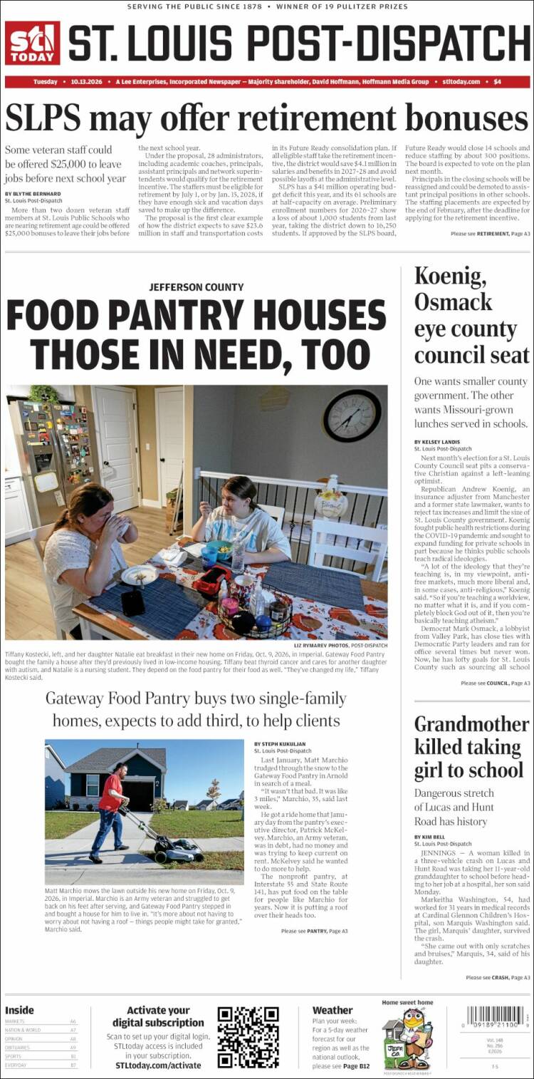 Portada de St. Louis Post-Dispatch (USA)