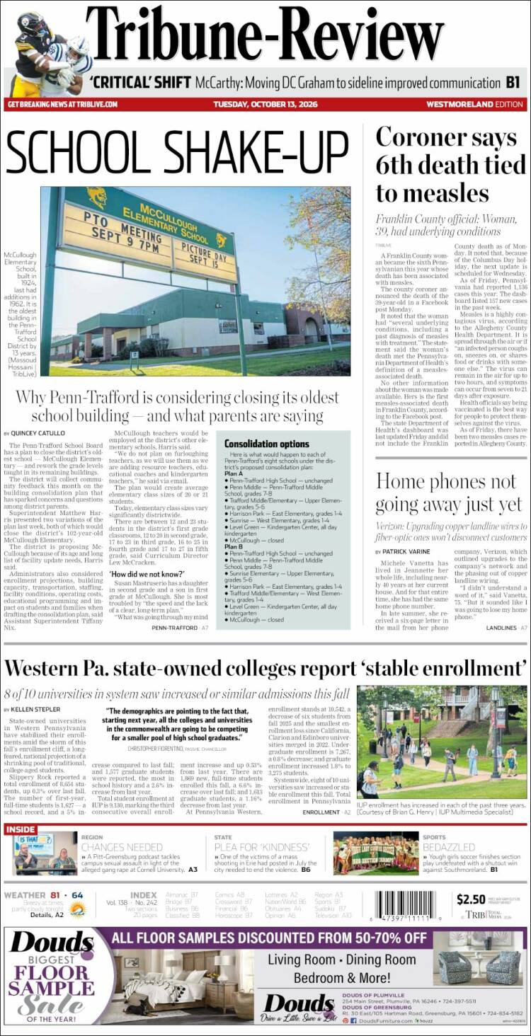 Portada de Tribune-Review (USA)