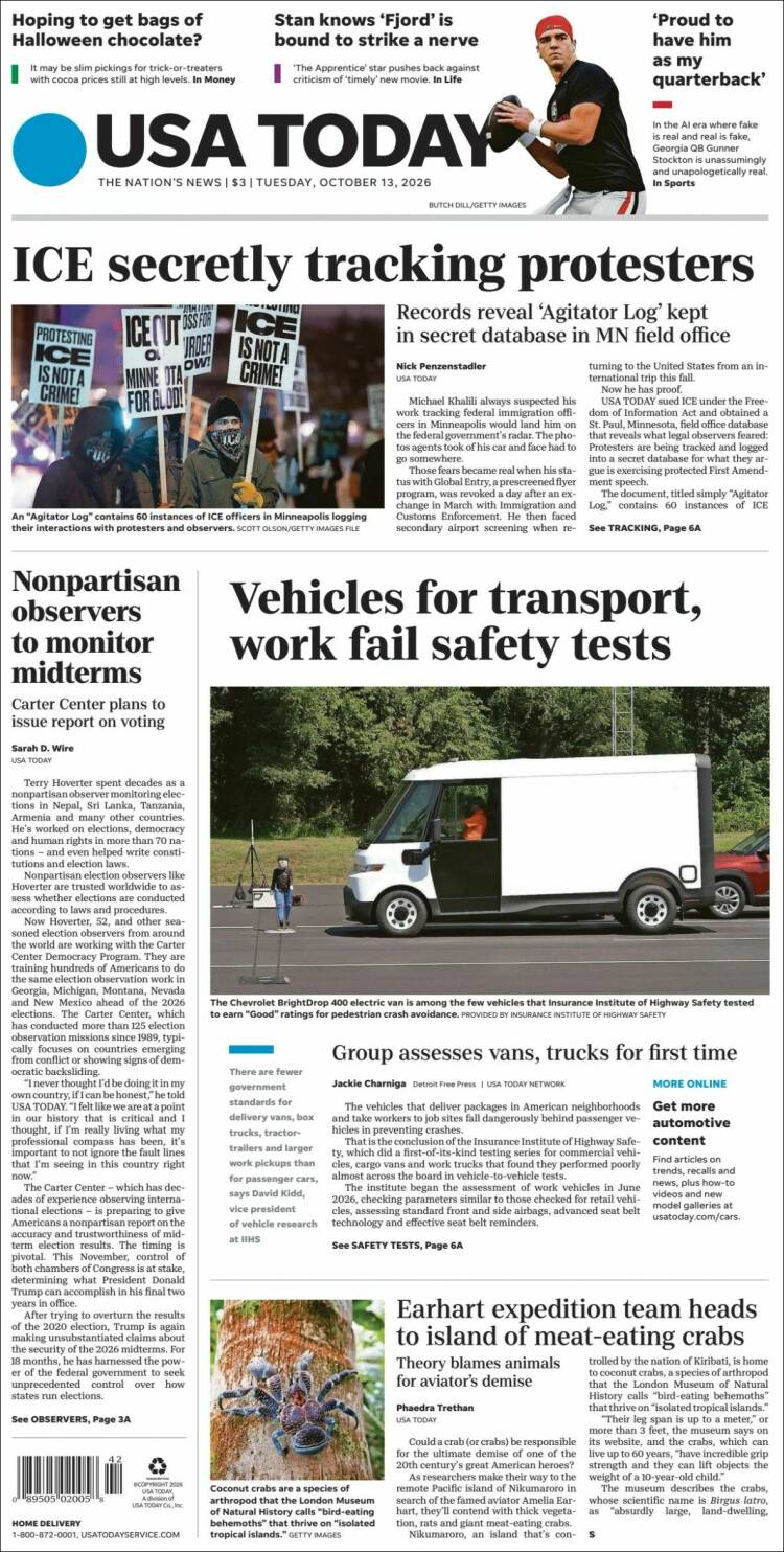 Portada de USA Today (USA)