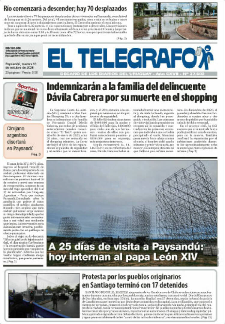 Portada de El Telégrafo (Uruguay)