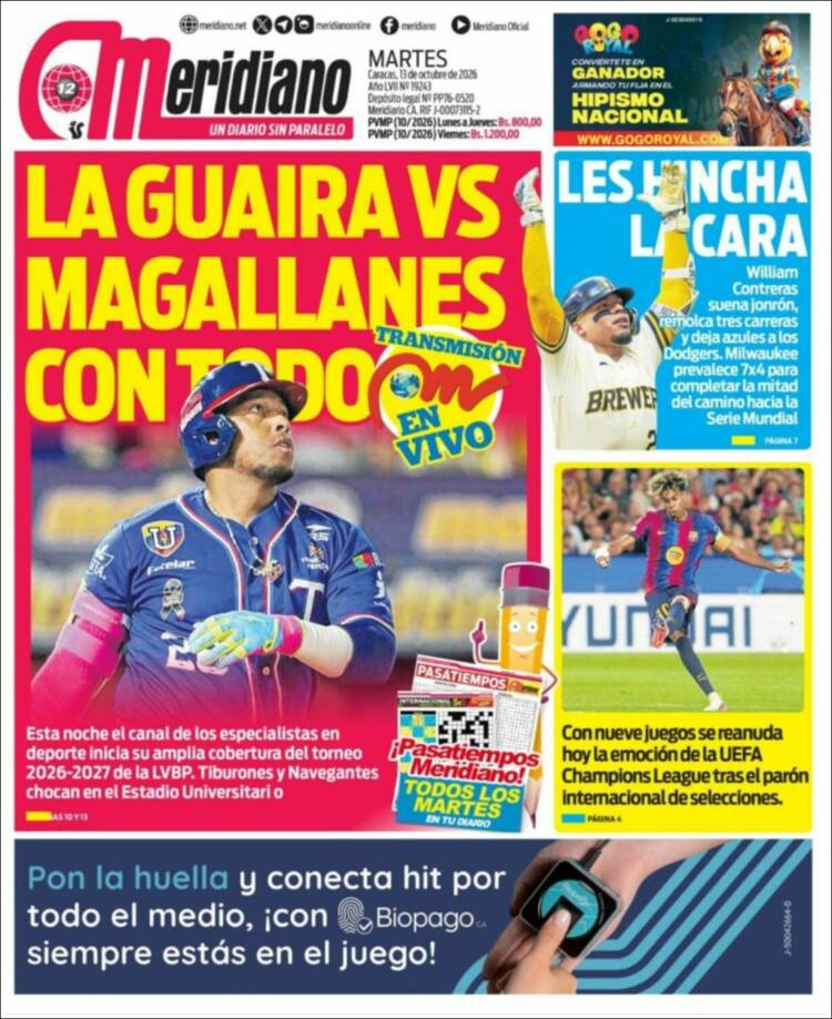 Portada de Meridiano (Venezuela)