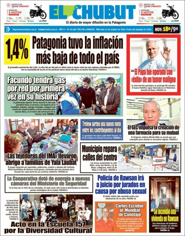 Portada de El Chubut (Argentina)