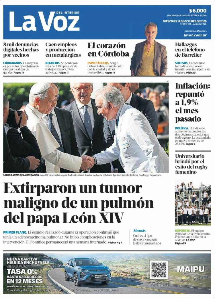 Portada de La Voz del Interior (Argentina)