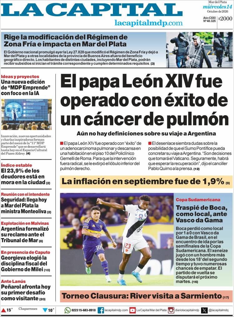 Portada de Diario La Capital - Mar del Plata (Argentina)