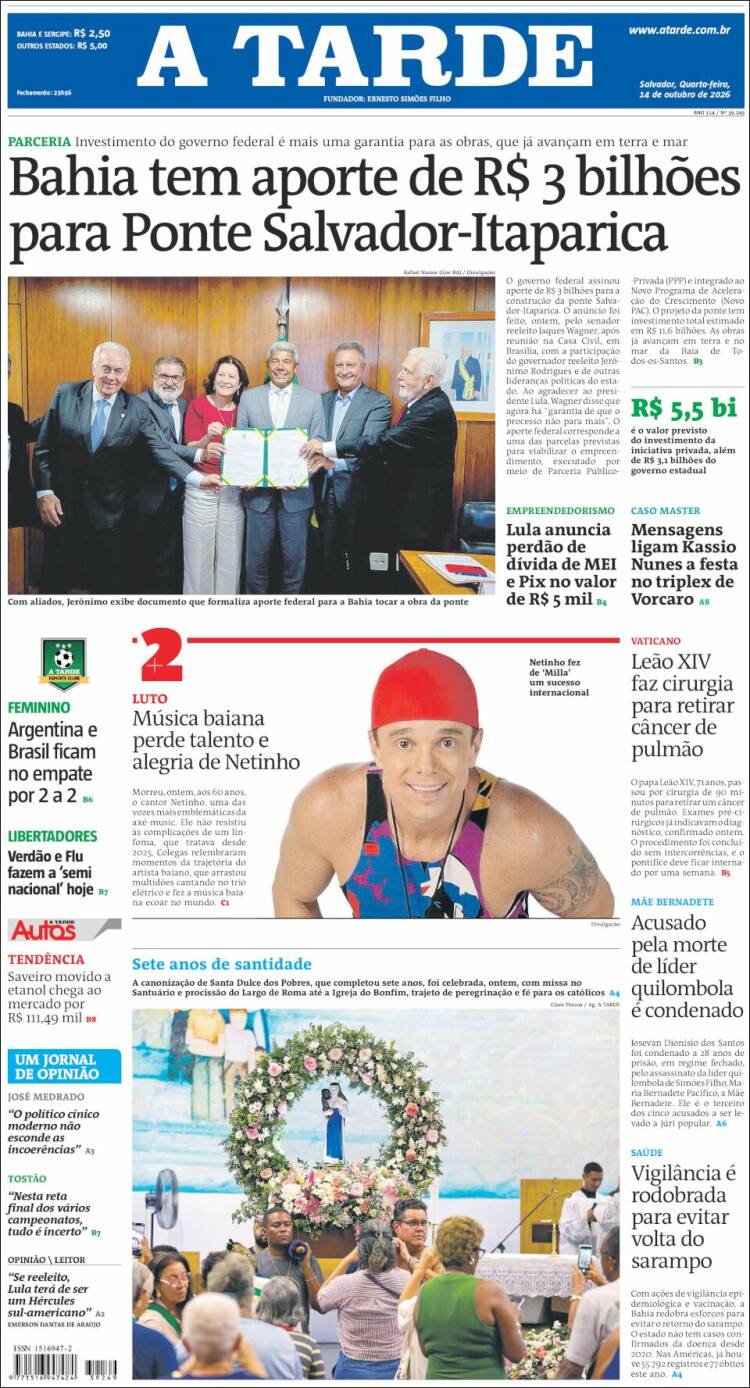 Portada de Diário A Tarde (Brasil)