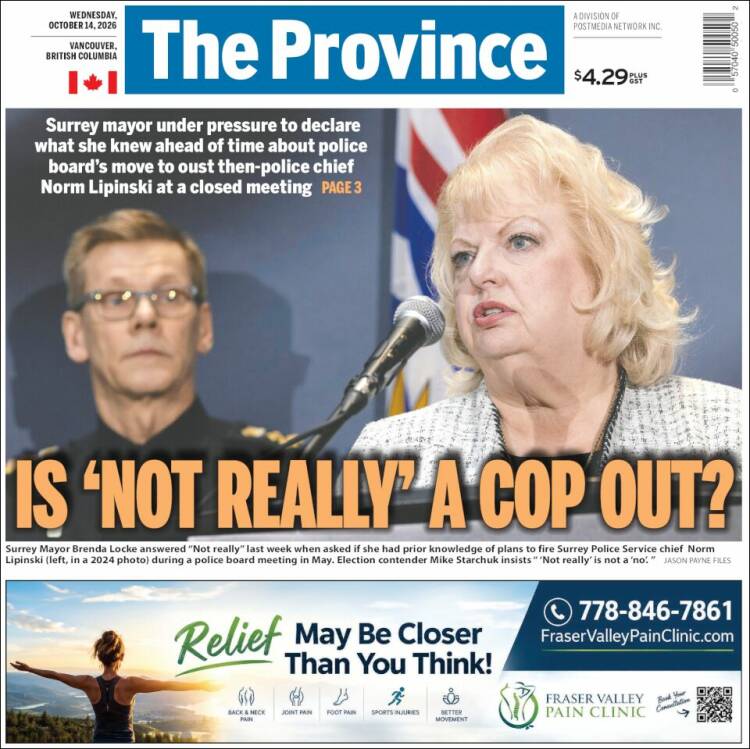 Portada de The Province (Canad&aacute;)
