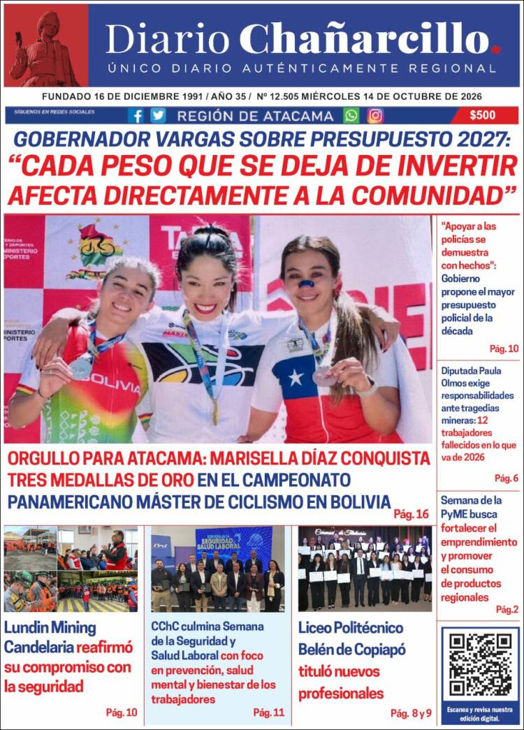 Portada de Diario Chañarcillo (Chile)