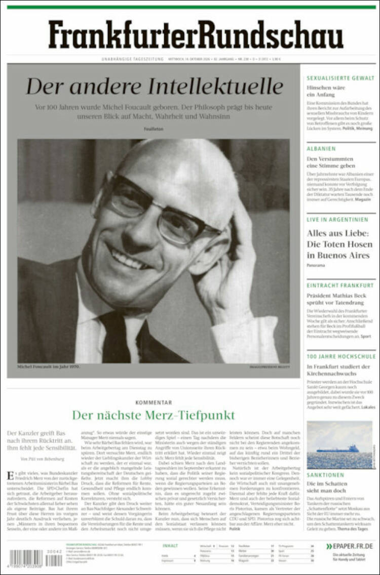 Portada de Frankfurter Rundschau (Alemania)