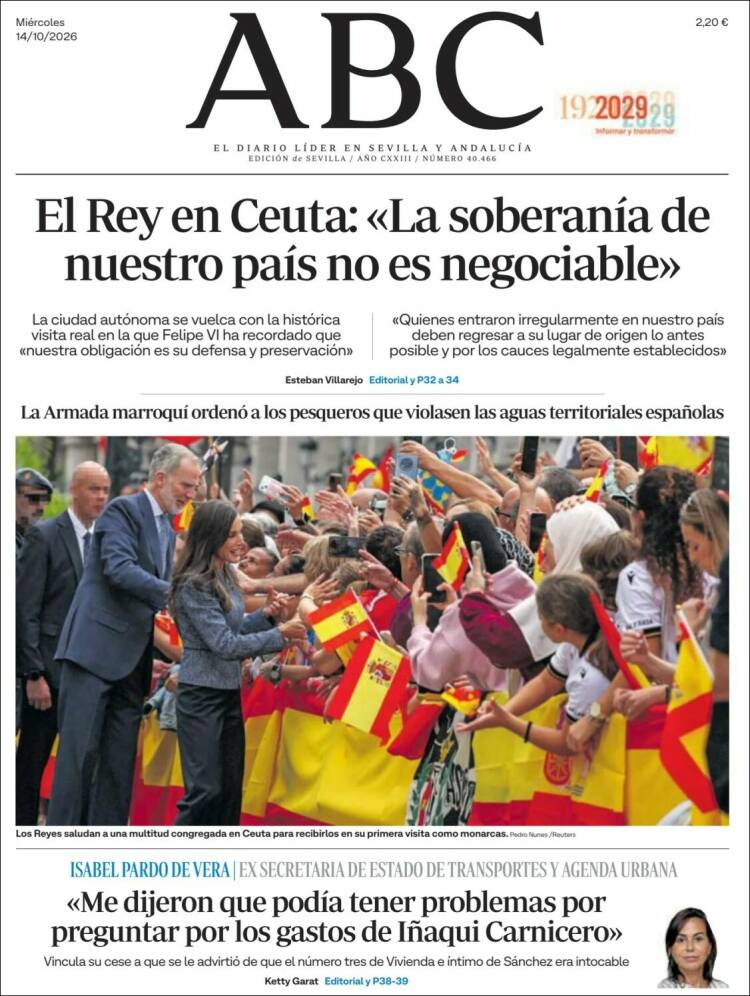 Portada de ABC - Sevilla (Espa&ntilde;a)