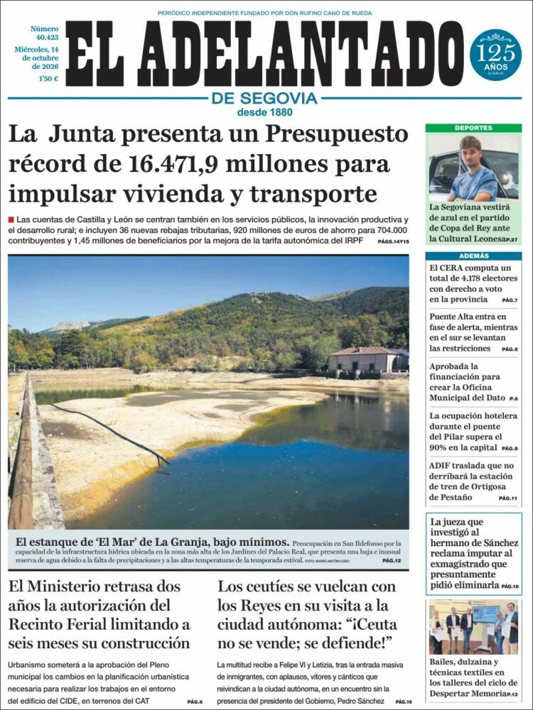 Portada de El Adelantado de Segovia (Espa&ntilde;a)