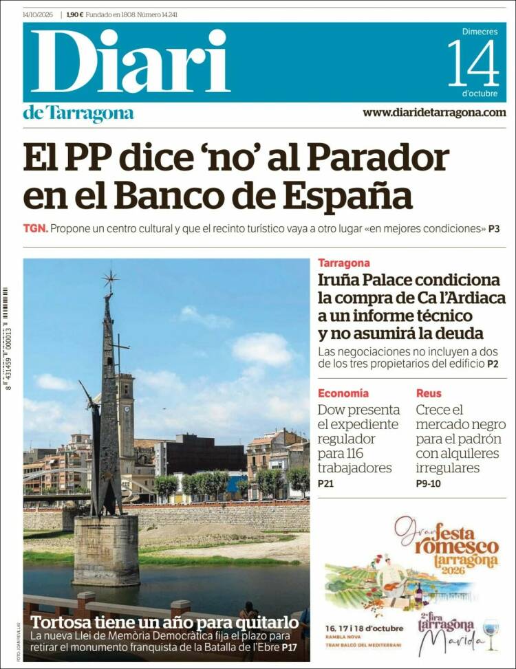 Portada de Diari de Tarragona (Espa&ntilde;a)