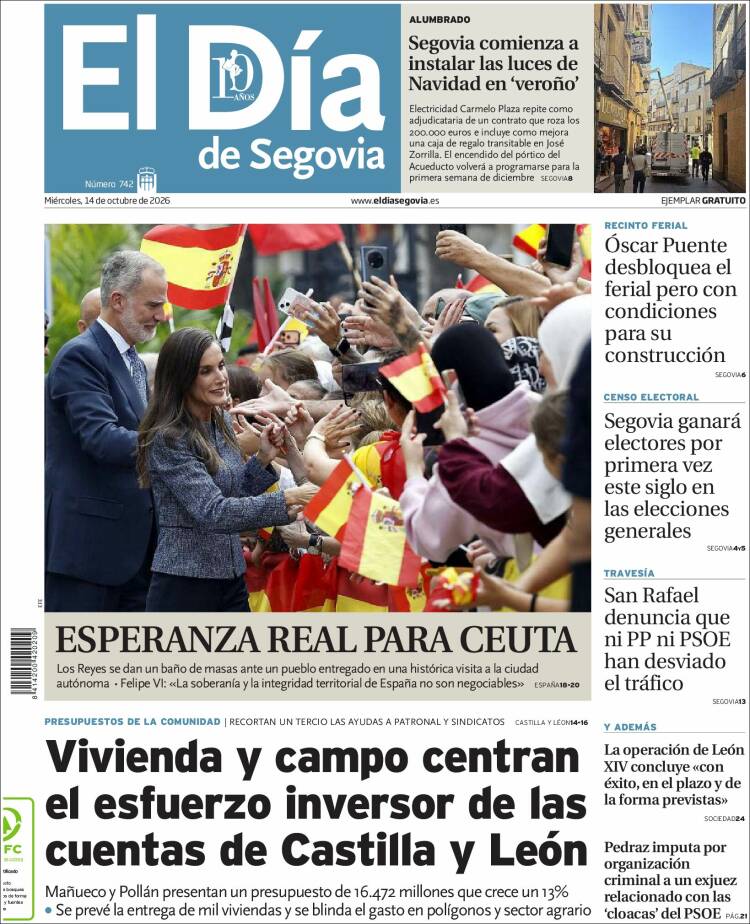 Portada de El Día de Segovia (Espa&ntilde;a)