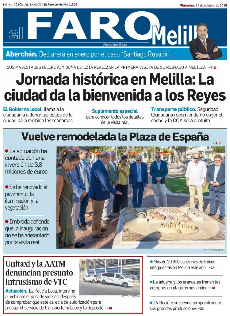 Portada de El Faro de Melilla (Espa&ntilde;a)