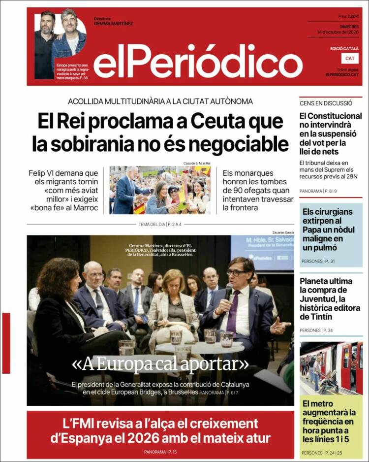 Portada de El Periódico de Catalunya (Espa&ntilde;a)