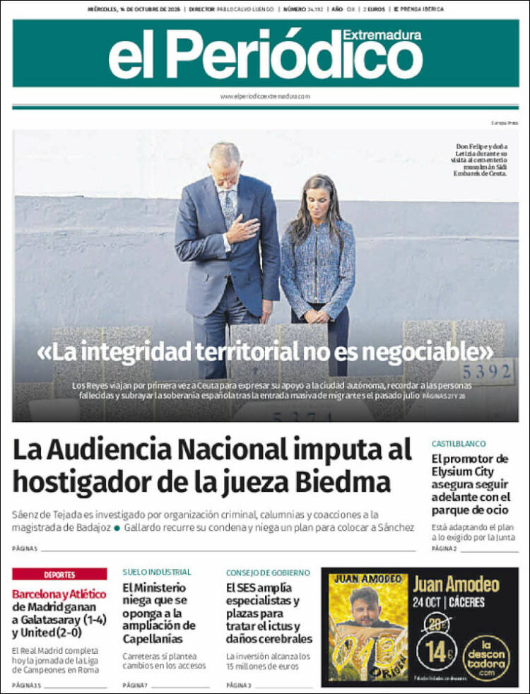 Portada de El Periódico de Extremadura (Espa&ntilde;a)