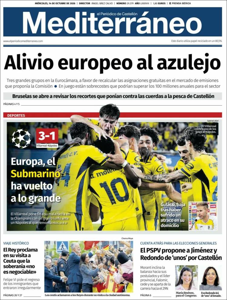 Portada de El Periódico Mediterraneo (Espa&ntilde;a)