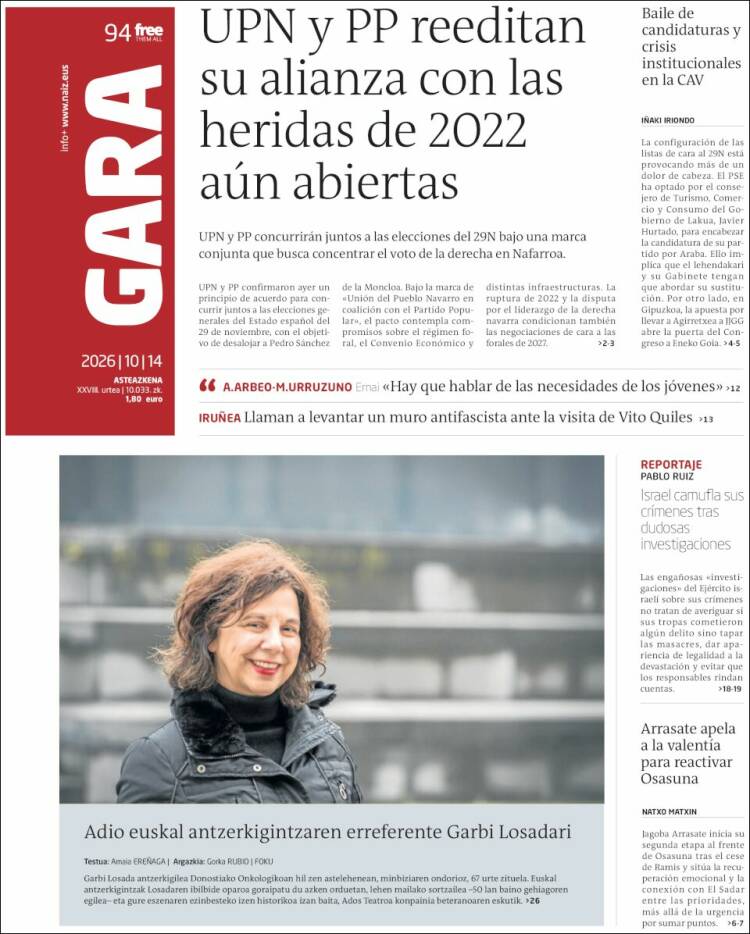 Portada de Gara (Espa&ntilde;a)