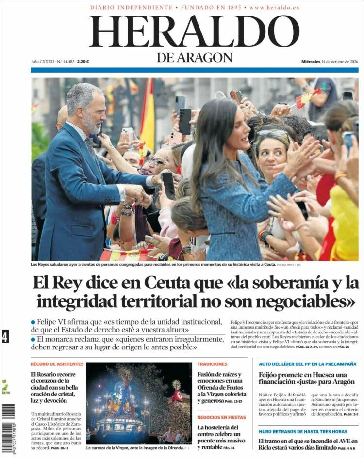Portada de Heraldo de Aragón (Espa&ntilde;a)