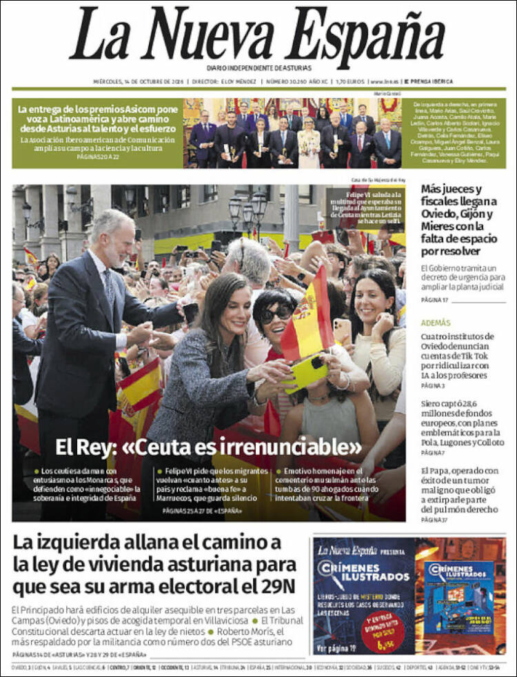 Portada de La Nueva España (Espa&ntilde;a)