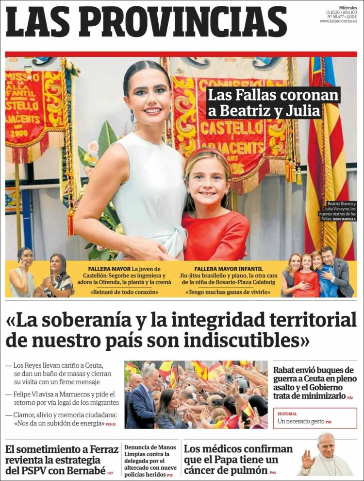 Portada de Las Provincias (Espa&ntilde;a)