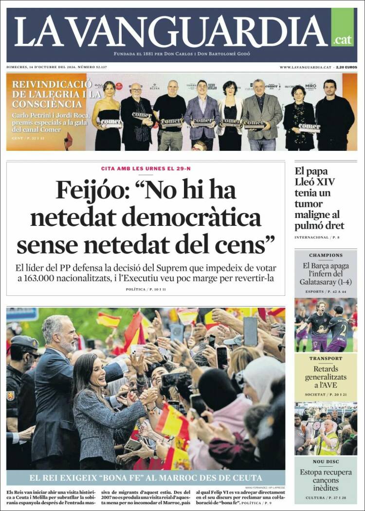 Portada de La Vanguardia (Espa&ntilde;a)