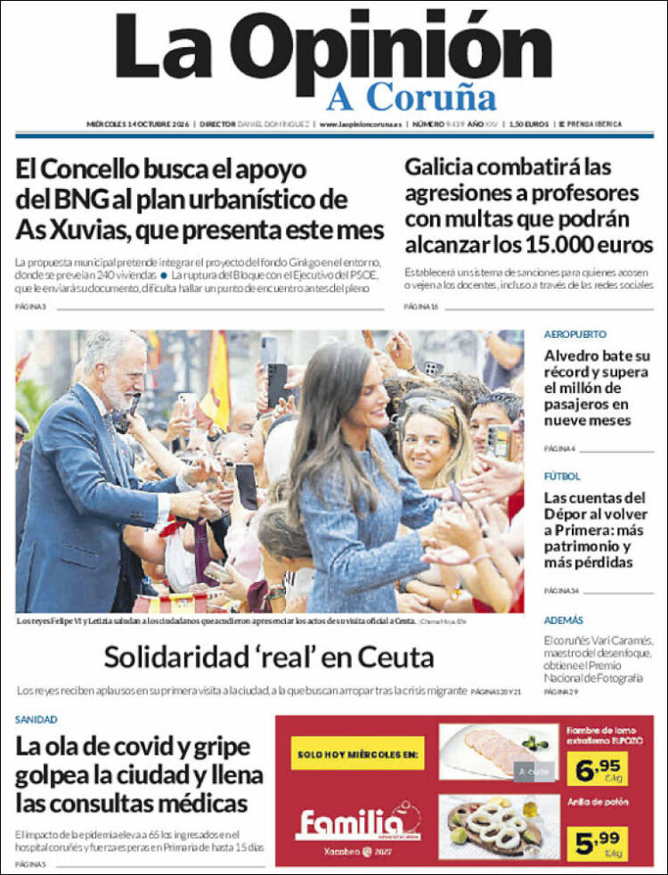 Portada de La Opinión de A Coruña (Espa&ntilde;a)