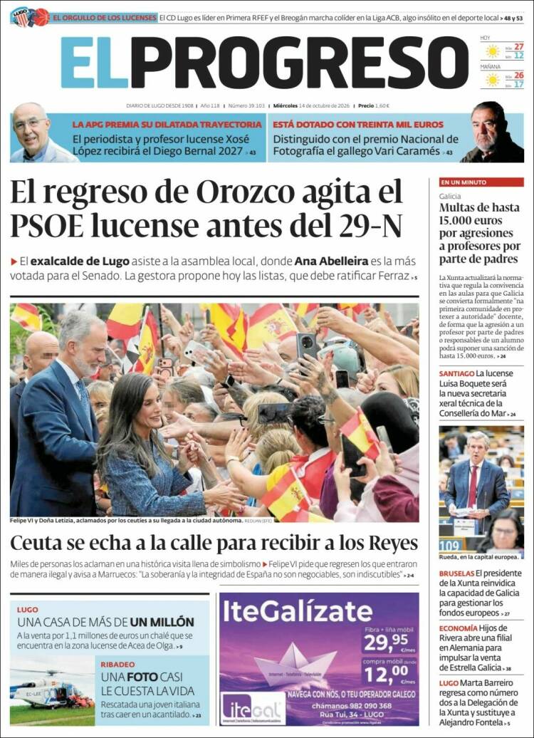 Portada de El Progreso (Espa&ntilde;a)