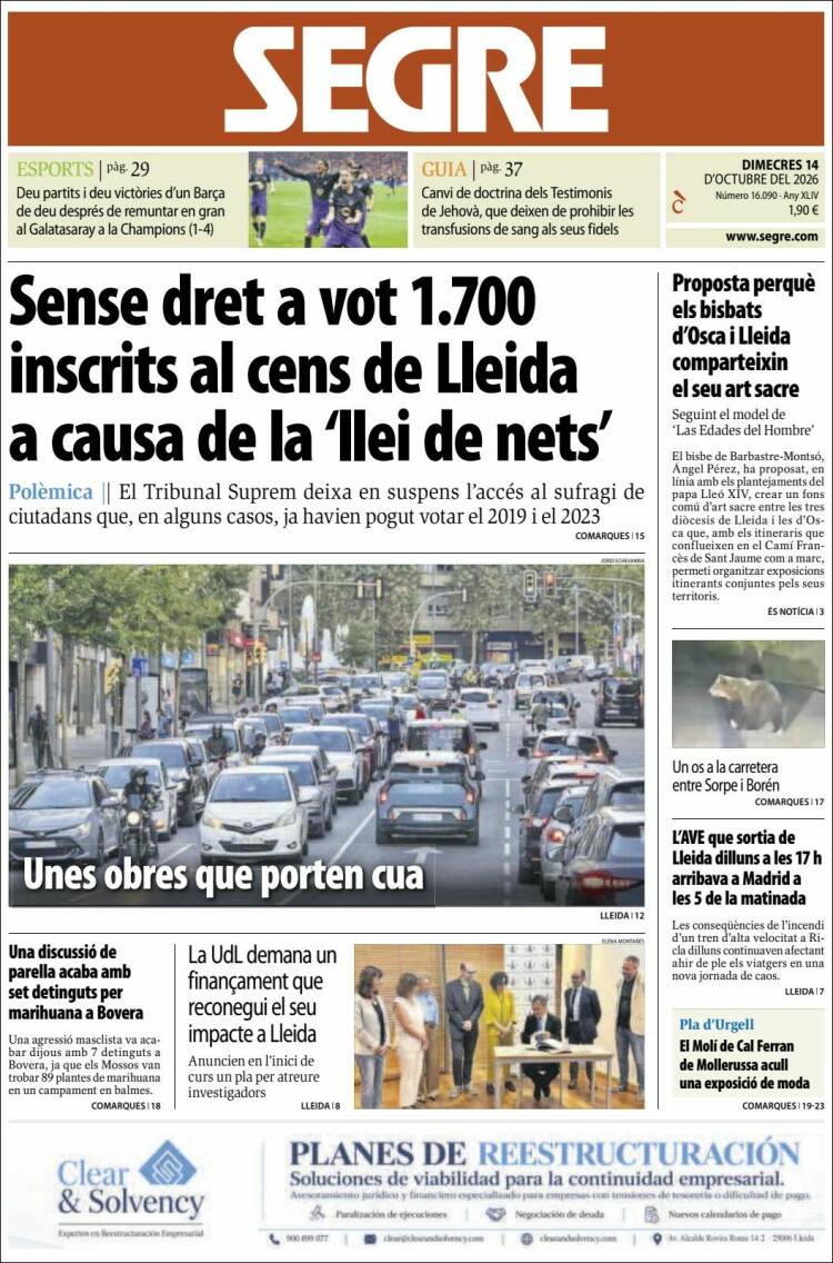 Portada de Segre (Spain)