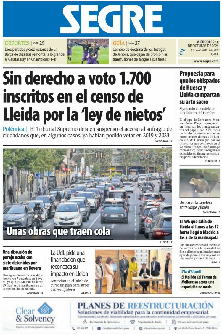 Portada de Segre  (Espa&ntilde;a)