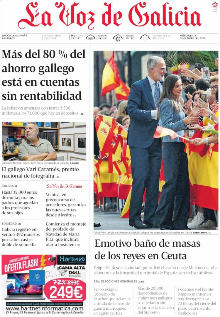 Portada de La Voz de Galicia (Espa&ntilde;a)