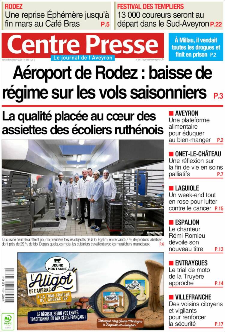 Portada de Centre Presse (Francia)