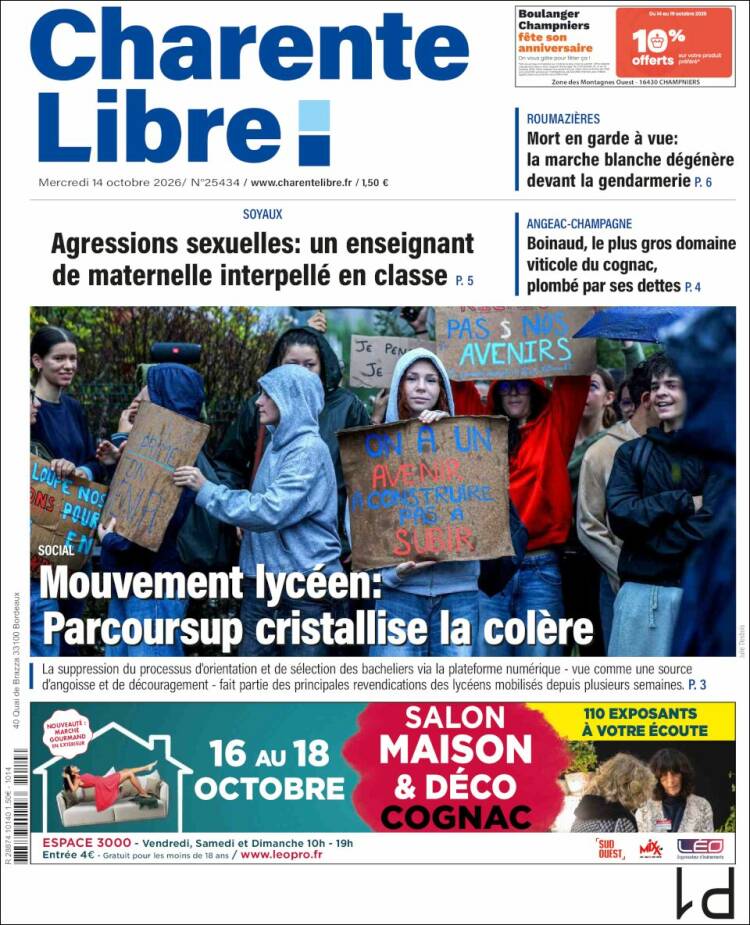 Portada de Charente Libre (Francia)
