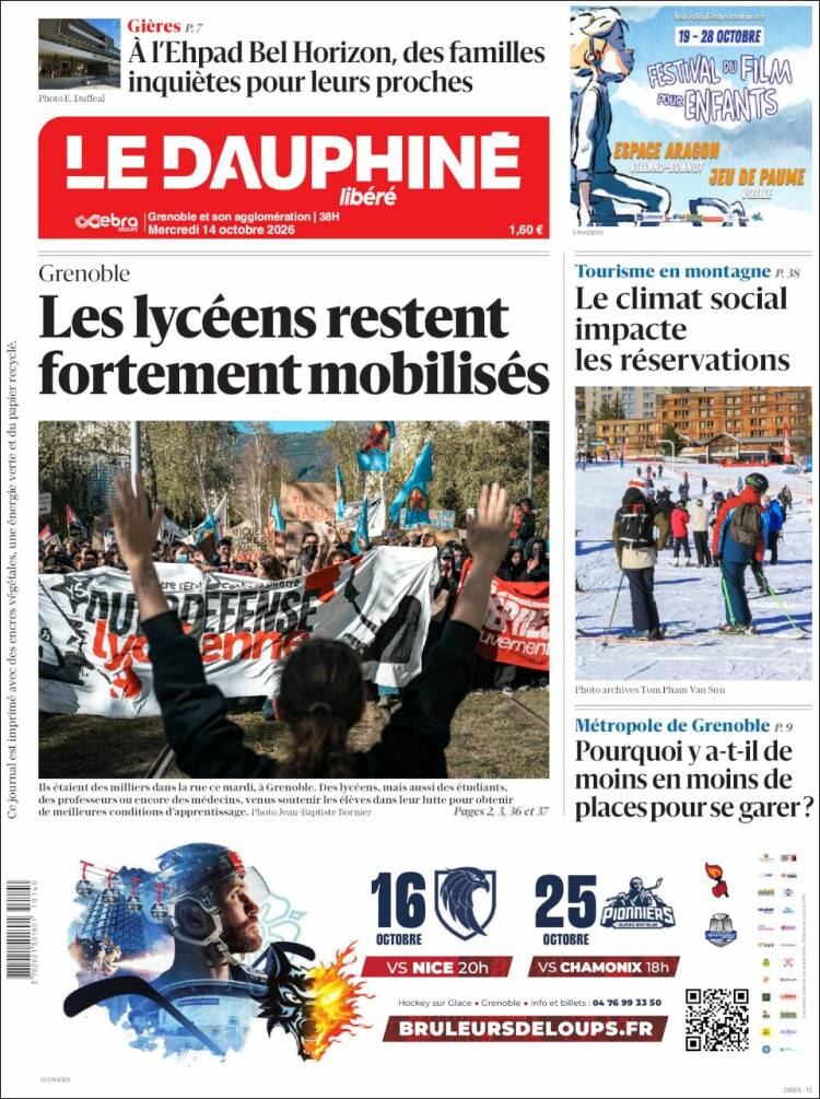 Portada de Le Dauphiné Libéré (Francia)