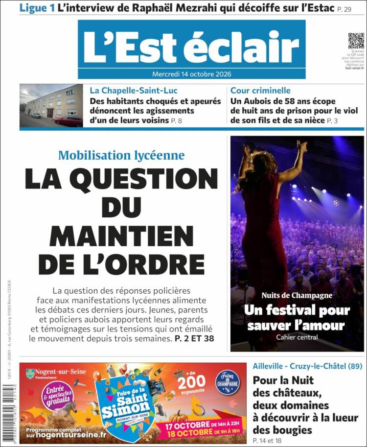 Portada de L'Est Eclair (Francia)