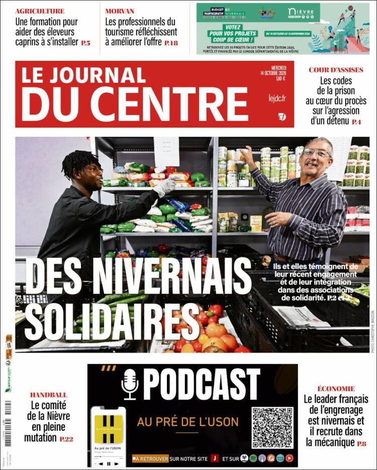 Portada de Le Journal du Centre (Francia)