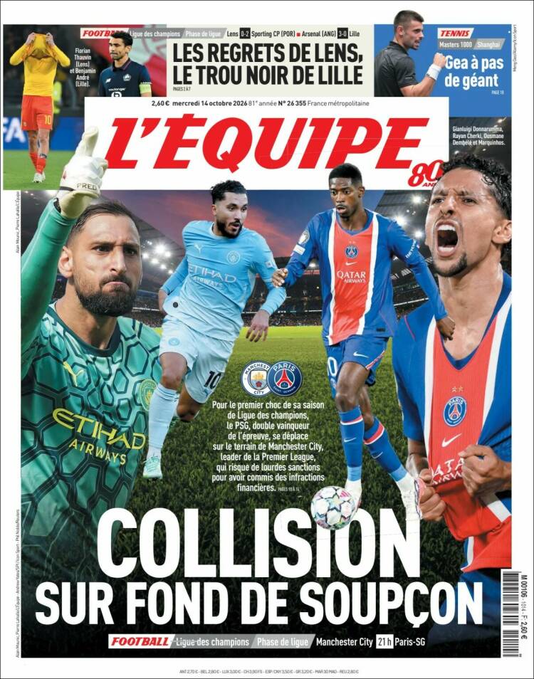 Portada de L'Equipe (Francia)