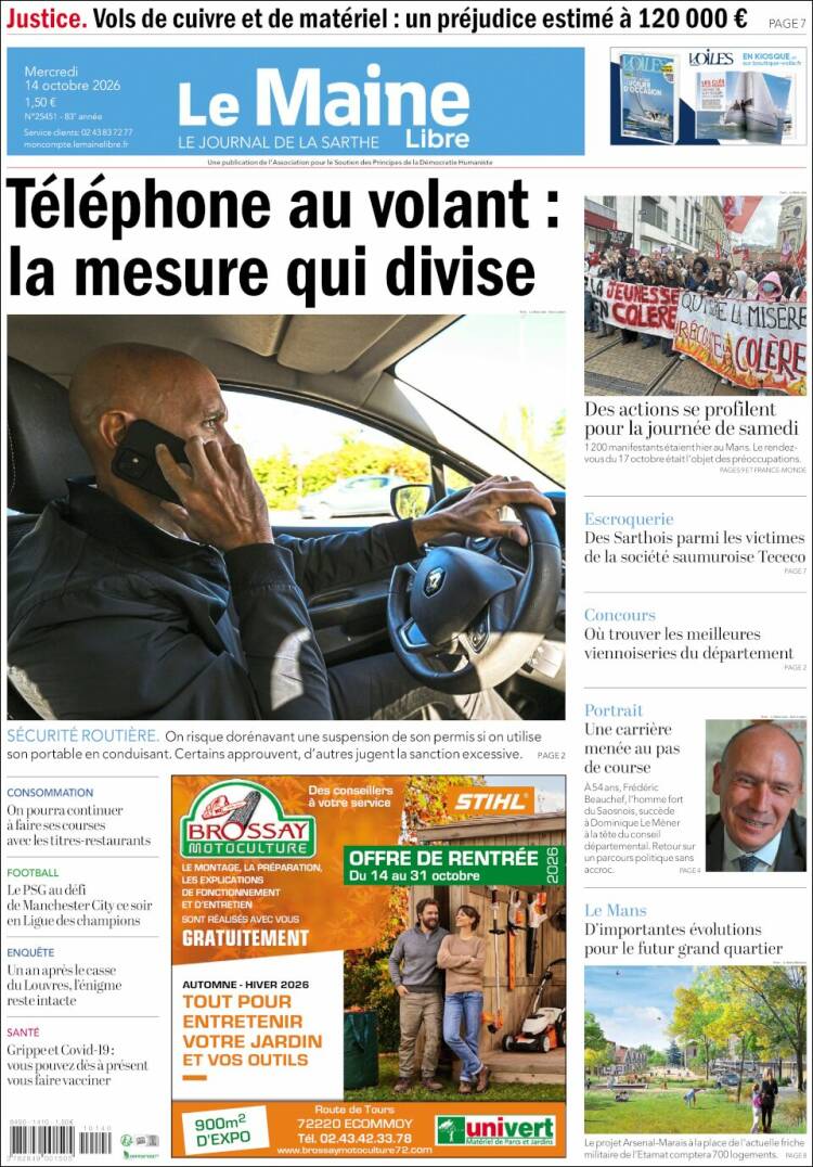 Portada de Le Maine Libre (Francia)