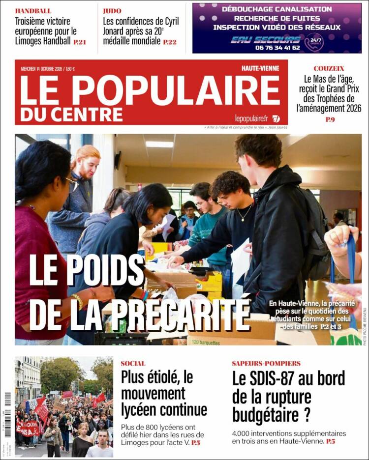 Portada de Le Populaire du Centre (Francia)