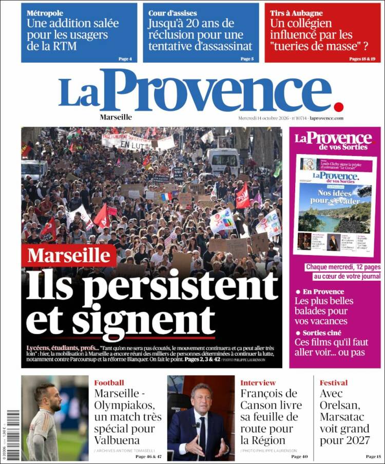 Portada de La Provence (Francia)