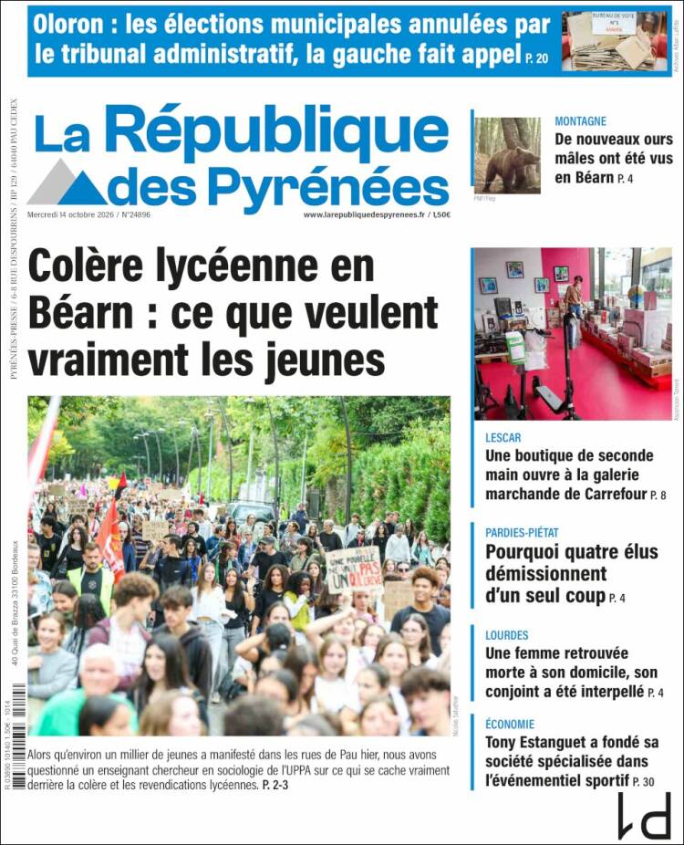 Portada de La République des Pyrénées (France)
