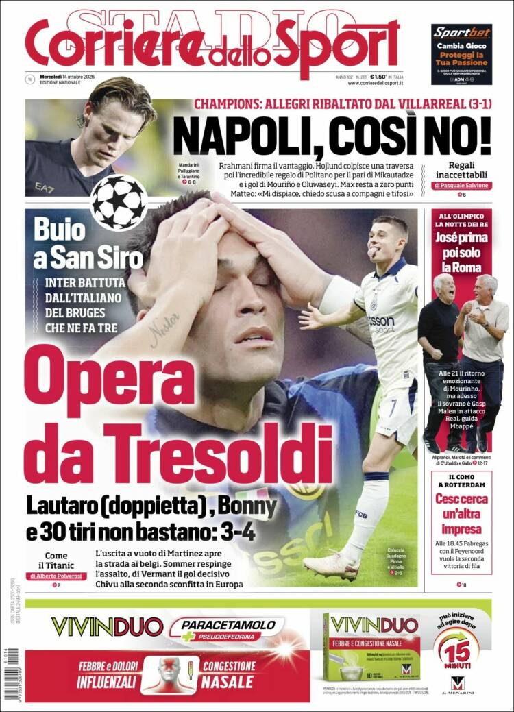Portada de Corriere dello Sport (Italia)