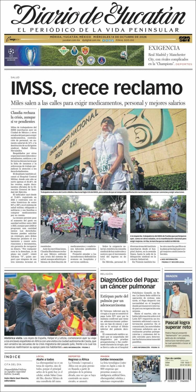 Portada de Diario de Yucatán (Mexico)