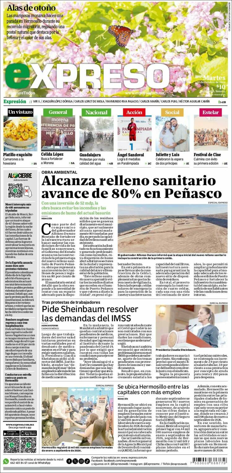 Portada de Expreso (M&eacute;xico)