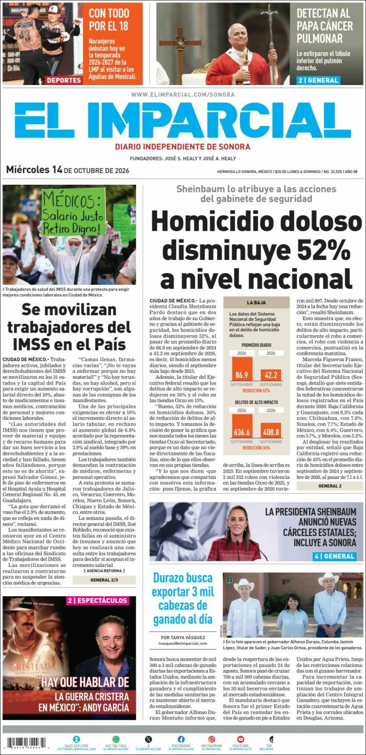 Portada de El Imparcial (M&eacute;xico)