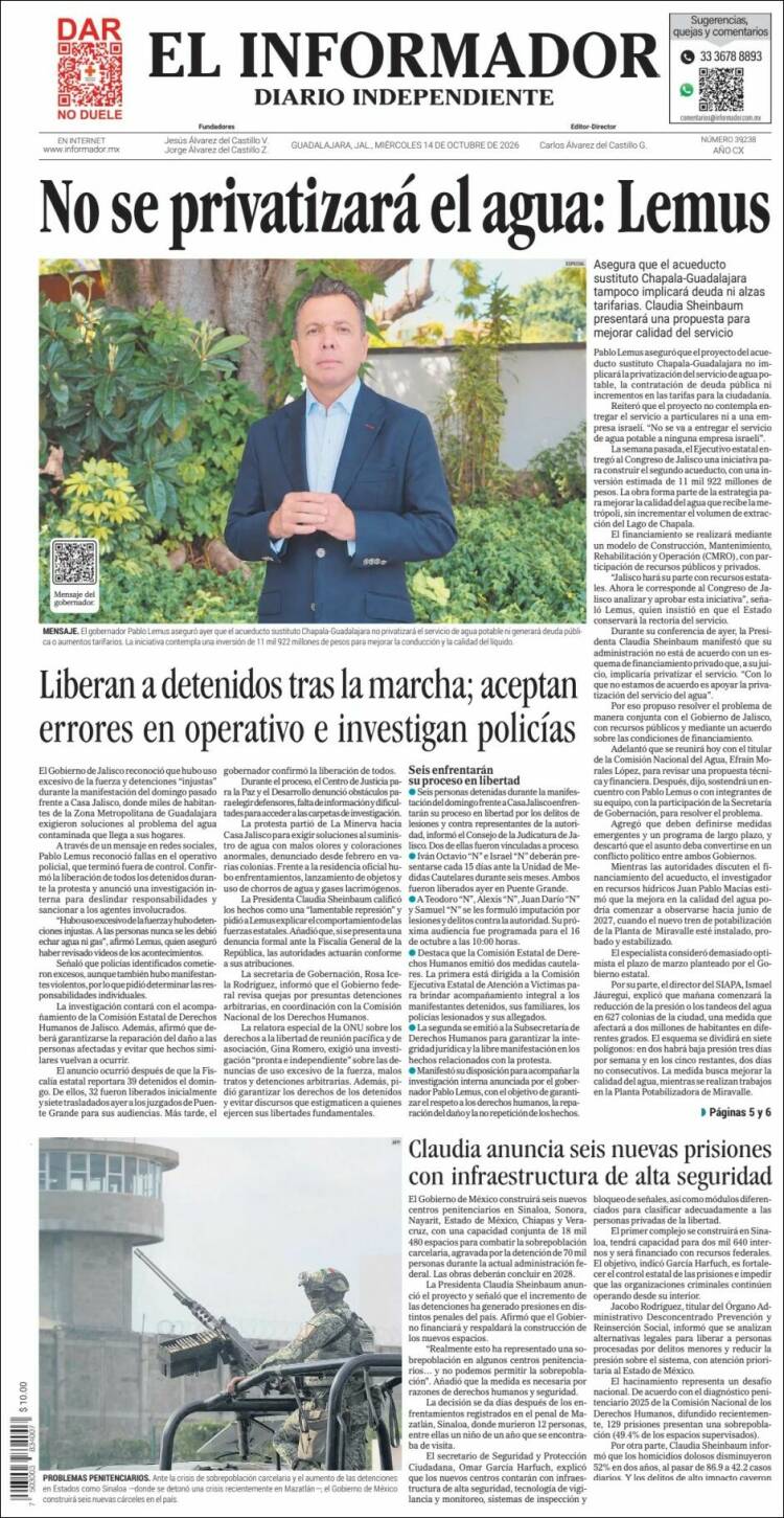 Portada de El Informador (M&eacute;xico)