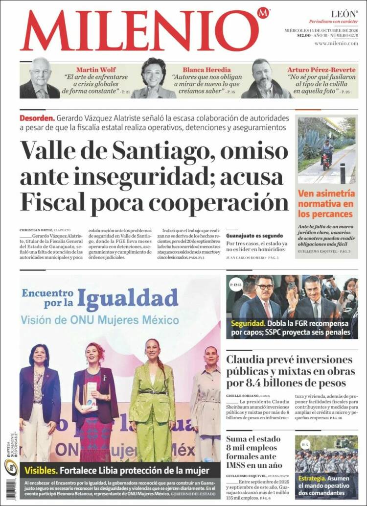Portada de Milenio de León (M&eacute;xico)